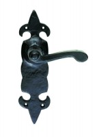 Ludlow Foundries Door Handles LF5504 Fleur de Lys Lever Lock Black Antique 22.86