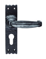 Ludlow Foundries Door Handles LF5507 Slimline V Lever Lock Black Antique 23.33