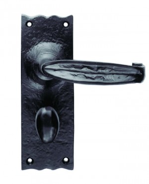Ludlow Foundries Door Handles LF5518 V Lever Bathroom Lock  Black Antique