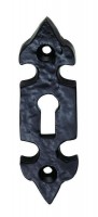 Ludlow Foundries Fleur-de-Lys Lever Key Escutcheon LF5532 Black Antique 4.44