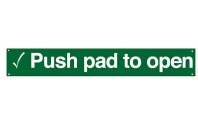600 x 100mm Rigid Self Adhesive PVC Push Pad To Open Sign