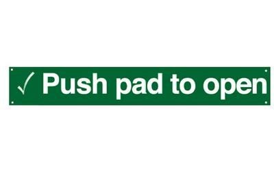 600 x 100mm Rigid Self Adhesive PVC Push Pad To Open Sign