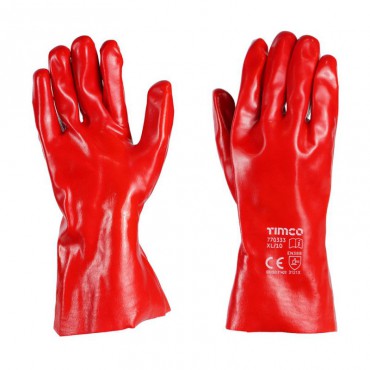 Red PVC Gauntlets Gloves Size XL(10)