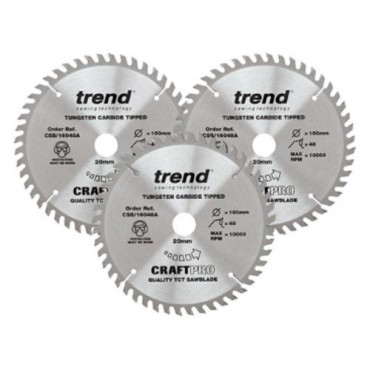 Trend Circular Plunge Saw Blades Craft Pro Triple Pack CSB/160/3PK 160mm x 48T x 20mm