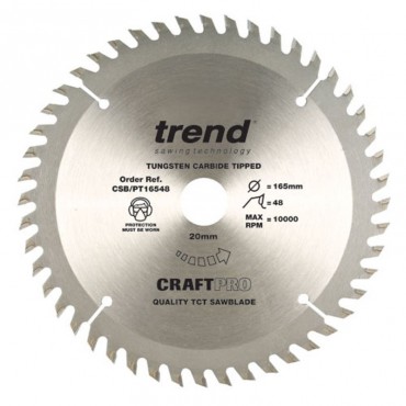 Trend Circular Saw Blade CSB/PT16548 CraftPro TCT 165mm 48T 20mm