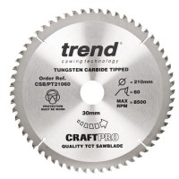 Trend Circular Saw Blade CSB/PT21060 CraftPro TCT  210mm 60T 30mm £46.86