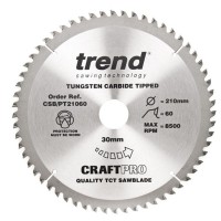 Trend Circular Saw Blade CSB/PT21060 CraftPro TCT  210mm 60T 30mm 46.86