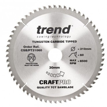 Trend Circular Saw Blade CSB/PT21060 CraftPro TCT  210mm 60T 30mm