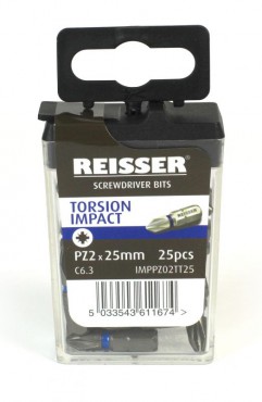 Reisser Torsion Impact Screwdriver Bit Pozi PZ2 25mm Tic Tac Box of 25