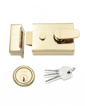 Rim Night Latch Vier Broad 60mm Polished Brassed