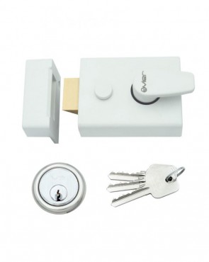 Rim Night Latch Vier Broad 60mm White