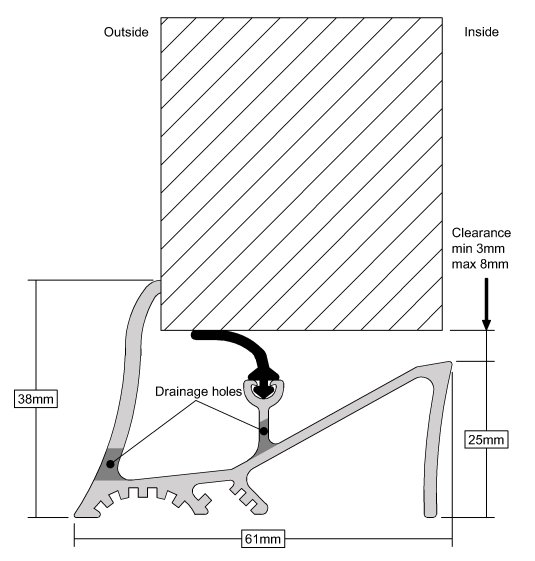 Stormguard Superseal Door Sill Profile Dimensions