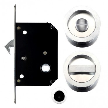 Zoo Sliding Pocket Door Lock Set FB81SN Satin Nickel