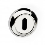 Mediterranean Lever Key Escutcheon on Radius Rose MC-ESC-K-CP Polished Chrome (Sold In Pairs) 9.14