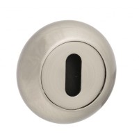 Mediterranean Lever Key Escutcheon on Radius Rose MC-ESC-K-SN Satin Nickel (Sold In Pairs) 9.14