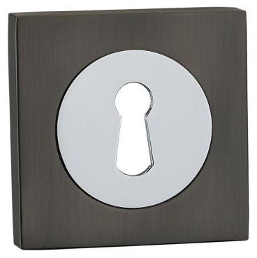 Fortessa Lever Key Escutcheons Square Rose Gun Metal Grey & Polished Chrome per Pair