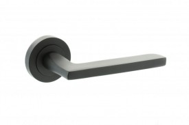 Door Handles Status Alaska Lever on Round Rose Matt Black S26RMB 17.42