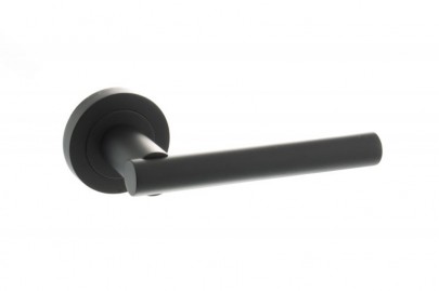 Door Handles Status Nebraska Lever on Round Rose Matt Black S28RMB