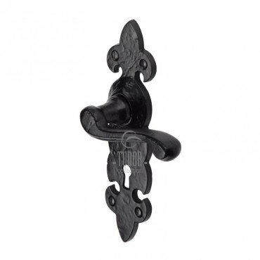 Marcus TC210 Fleur de Lys Lever Latch Door Handles  Antique Black Iron