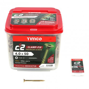 Timco C2 Clamp-Fix Premium Screws TX Drive Tub of 800 4.0mm x 50mm