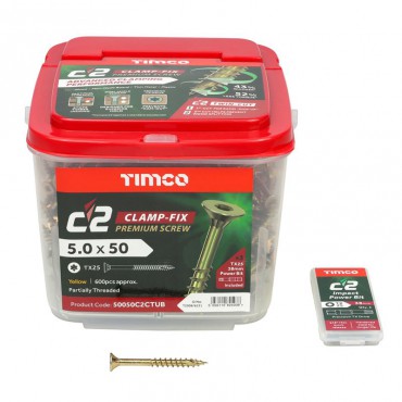 Timco C2 Clamp-Fix Premium Screws TX Drive Tub of 600 5.0mm x 50mm