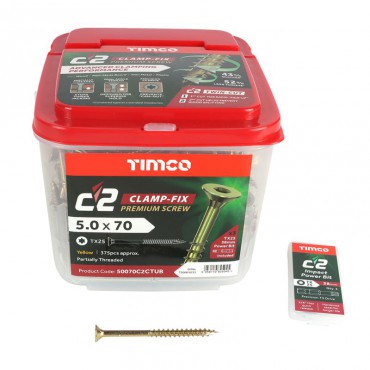 Timco C2 Clamp-Fix Premium Screws TX Drive Tub of 375 5.0mm x 70mm