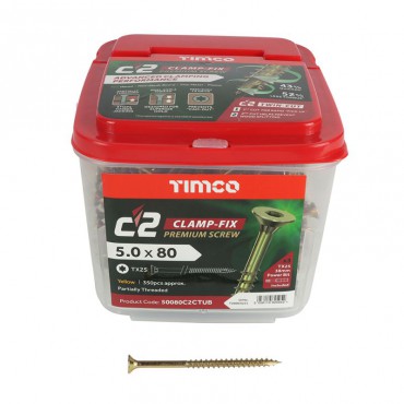 Timco C2 Clamp-Fix Premium Screws TX Drive Tub of 350 5.0mm x 80mm