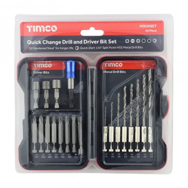 Timco Quick Change Drill & Driver Bit Set 20 Piece MIX20SET