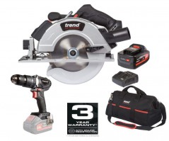 Trend T18S/CS Brushless 165mm Circular Saw - 5Ah Battery - Charger - CDB Combi Drill - TB20 Tool Bag Offer £174.00