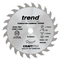 Trend Circular Saw Blade CSB/11524 Craft Pro TCT 115mm 24T 9.5mm 11.56