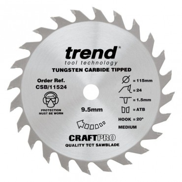 Trend Circular Saw Blade CSB/11524 Craft Pro TCT 115mm 24T 9.5mm