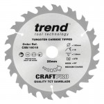 Trend Circular Saw Blade CSB/16018 Craft Pro TCT 160mm 18T 20mm x 1.8mm Kerf 24.45