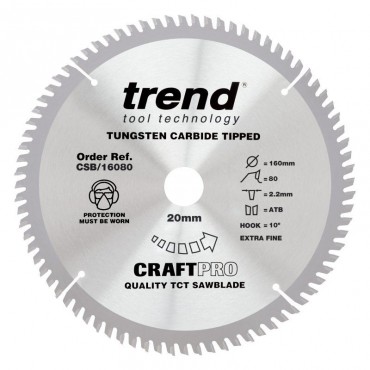 Trend Circular Saw Blade CSB/16080 Craft Pro TCT 160mm 80T 20mm