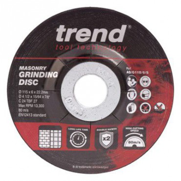 Trend Masonry Grinding Discs 115mm x 6mm x 22.2mm Pack of 10 AD/G115/6/S