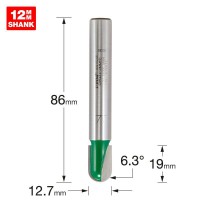 Trend Router Bit C054AX12MMTC Radius 6.35mm x 12.7mm Dia x 19mm Cut x 86mm 37.43