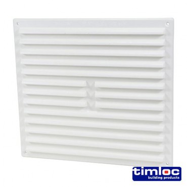 Timloc White Louvered Vent with Flyscreen 260mm x 235mm
