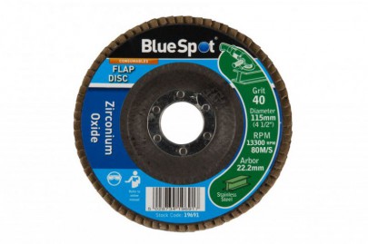 Zirconium Flap Disc 115mm 40 Grit BlueSpot 19691