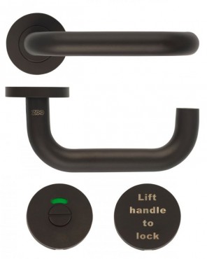 Zoo Hardware Lift to Lock Disabled Bathroom Lockset Powder Coated Black