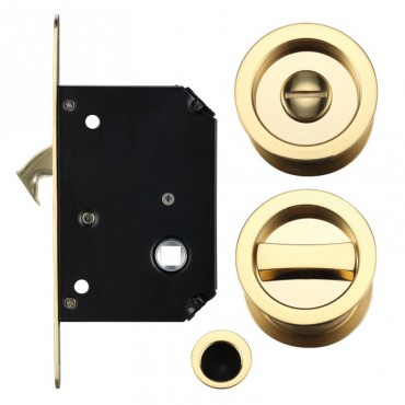 Zoo Sliding Pocket Door Lock Set FB81 Polished Brass