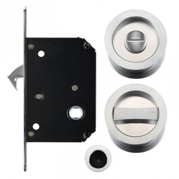 Zoo Sliding Pocket Door Lock Set FB81SC Satin Chrome