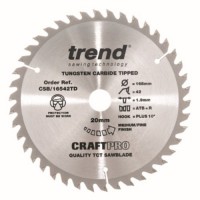 Trend Circular Saw Blade CSB/16542TD CraftPro TCT 165mm 42T 20mm Thin 24.45