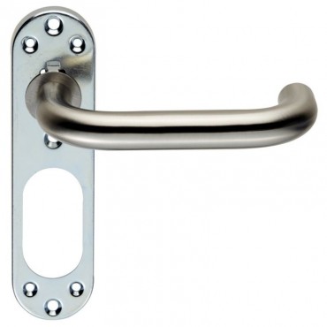 Eurospec Steelworx CSLP1190SSS Safety Lever Door Handles on Inner Plate SSS