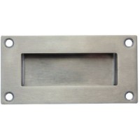 Flush Handle Rectangular Face Fix 102mm x 50mm Satin Stainless Steel 9.76