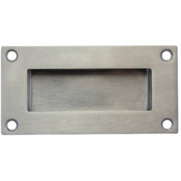 Flush Handle Rectangular Face Fix 102mm x 50mm Satin Stainless Steel