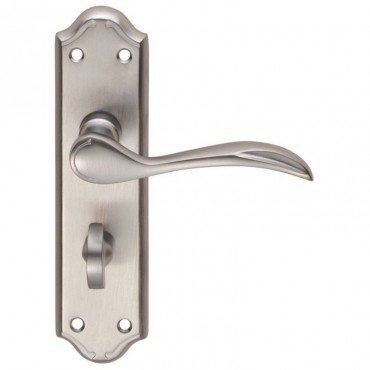 Carlisle Brass Door Handles DL192SC Madrid Lever Bathroom Lock Satin Chrome