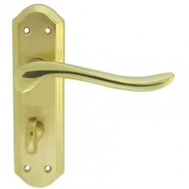 Carlisle Brass Door Handles DL452SBPB Lytham Lever Bathroom Lock SBPB