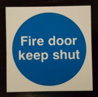 80mm Self Adhesive Fire Door Keep Shut Sign Rigid PVC 2.73